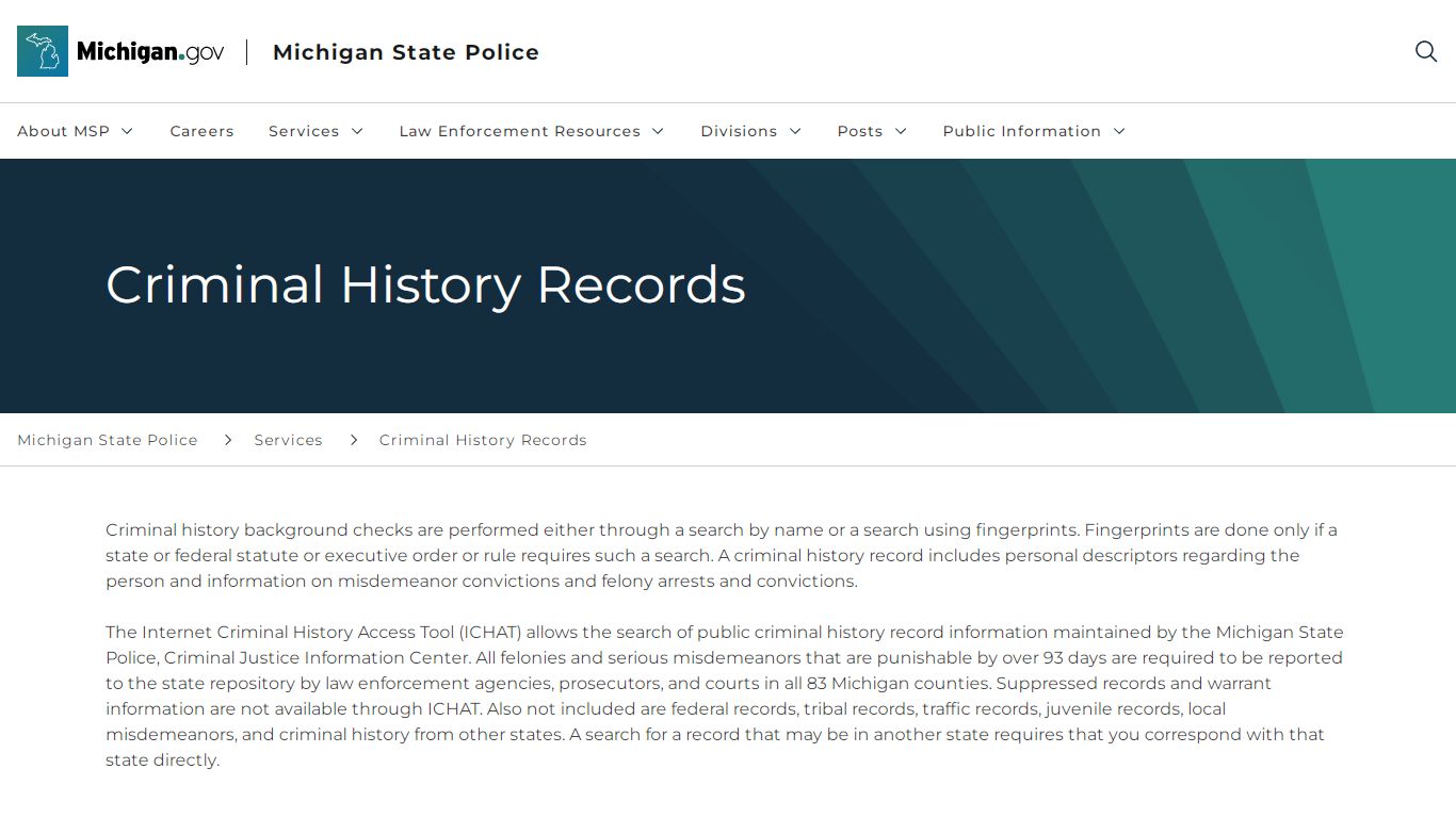 MSP - Criminal History Records